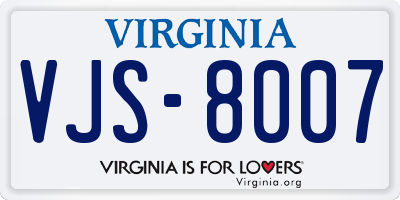 VA license plate VJS8007