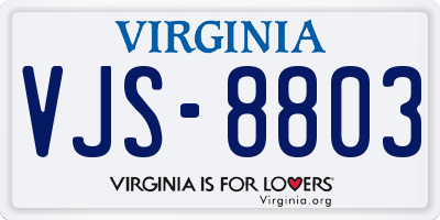 VA license plate VJS8803