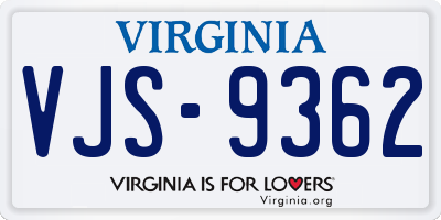 VA license plate VJS9362