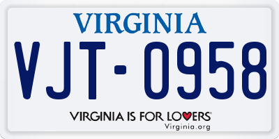 VA license plate VJT0958