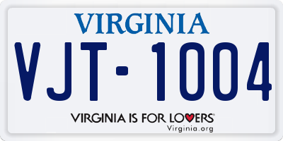 VA license plate VJT1004