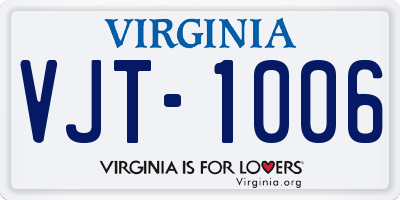 VA license plate VJT1006