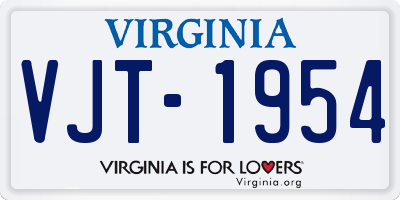 VA license plate VJT1954