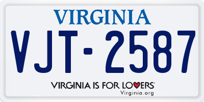 VA license plate VJT2587