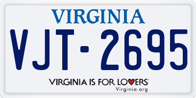 VA license plate VJT2695