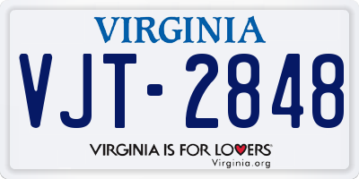 VA license plate VJT2848
