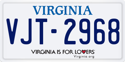 VA license plate VJT2968
