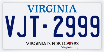 VA license plate VJT2999