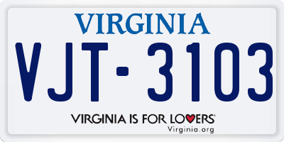 VA license plate VJT3103