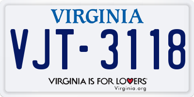 VA license plate VJT3118