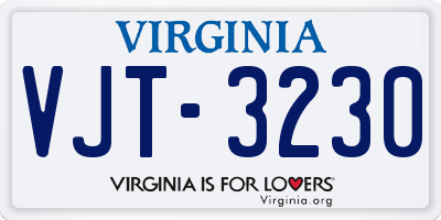 VA license plate VJT3230