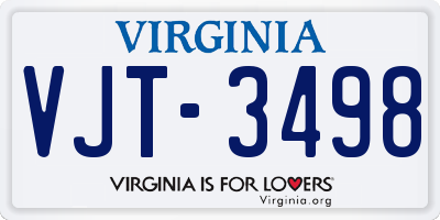VA license plate VJT3498