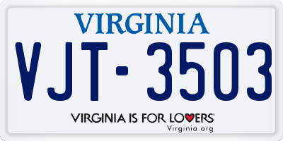 VA license plate VJT3503