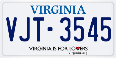 VA license plate VJT3545