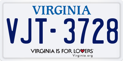 VA license plate VJT3728