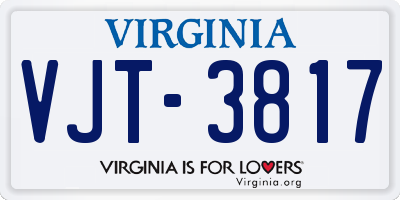 VA license plate VJT3817