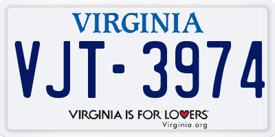 VA license plate VJT3974