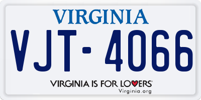 VA license plate VJT4066