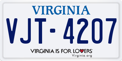 VA license plate VJT4207