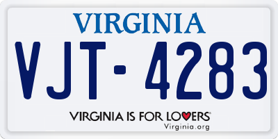 VA license plate VJT4283
