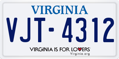 VA license plate VJT4312