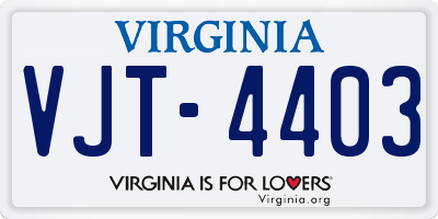 VA license plate VJT4403