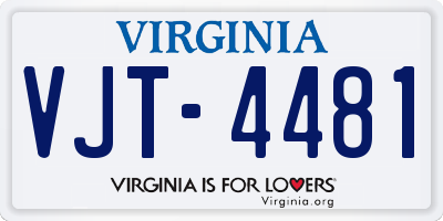 VA license plate VJT4481