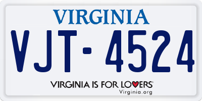 VA license plate VJT4524