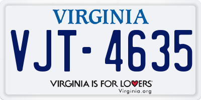 VA license plate VJT4635