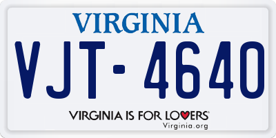 VA license plate VJT4640