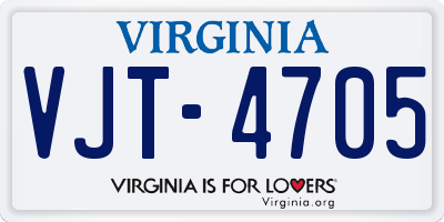 VA license plate VJT4705