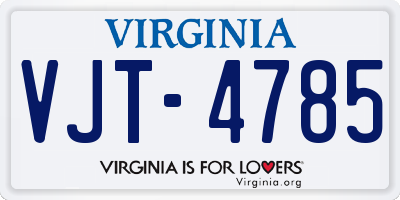 VA license plate VJT4785