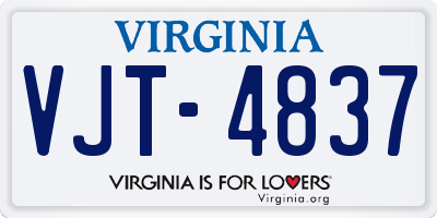 VA license plate VJT4837