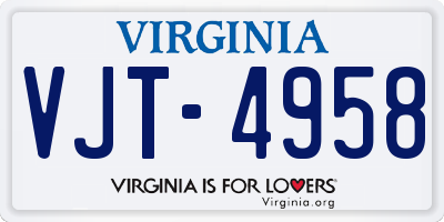 VA license plate VJT4958