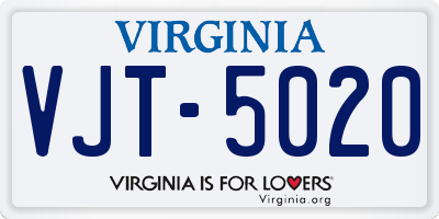 VA license plate VJT5020