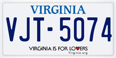 VA license plate VJT5074