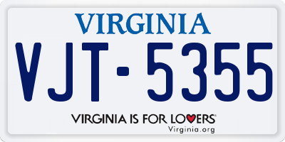 VA license plate VJT5355