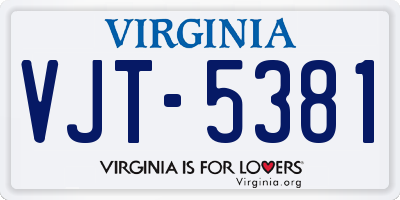 VA license plate VJT5381