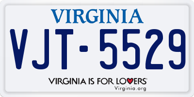 VA license plate VJT5529