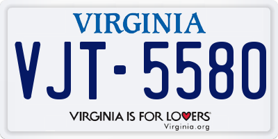 VA license plate VJT5580