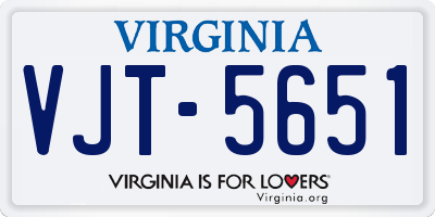 VA license plate VJT5651