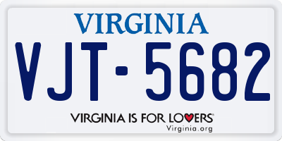 VA license plate VJT5682