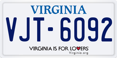 VA license plate VJT6092