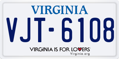 VA license plate VJT6108