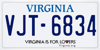VA license plate VJT6834