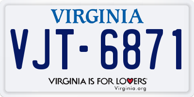 VA license plate VJT6871