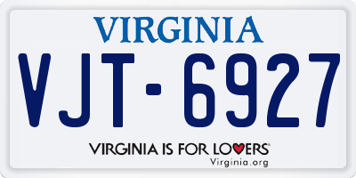 VA license plate VJT6927
