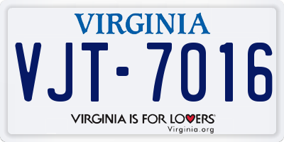 VA license plate VJT7016