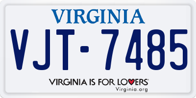 VA license plate VJT7485
