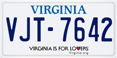VA license plate VJT7642